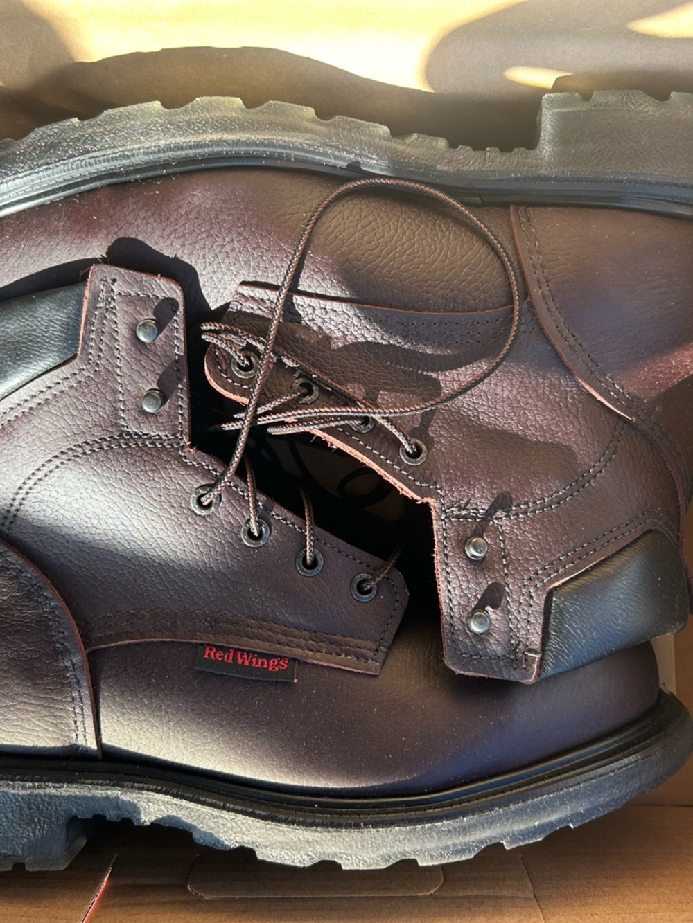 Red Wing Shoes Dark Brown Leather Work Boots